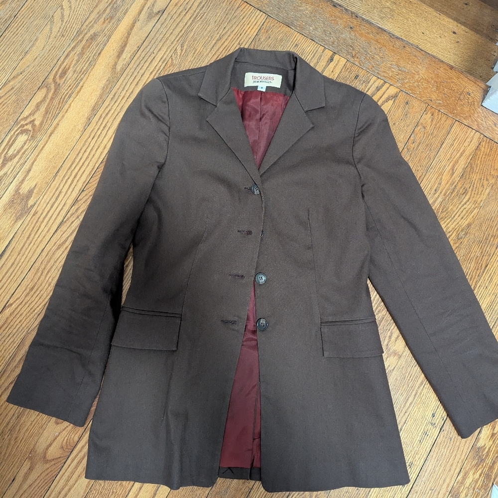 Trousers Brown Women's Single-Breasted Blazer